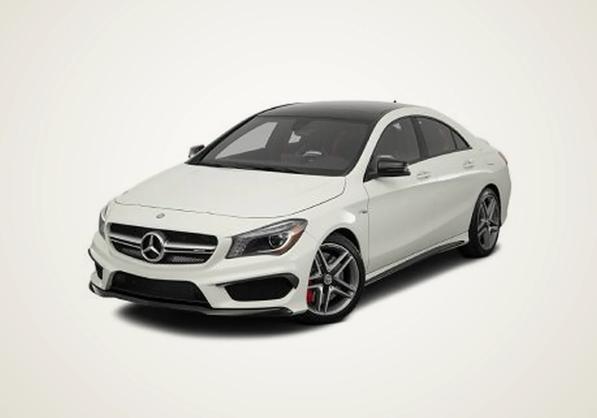 Mercedes-Benz CLA in white, front three-quarter view